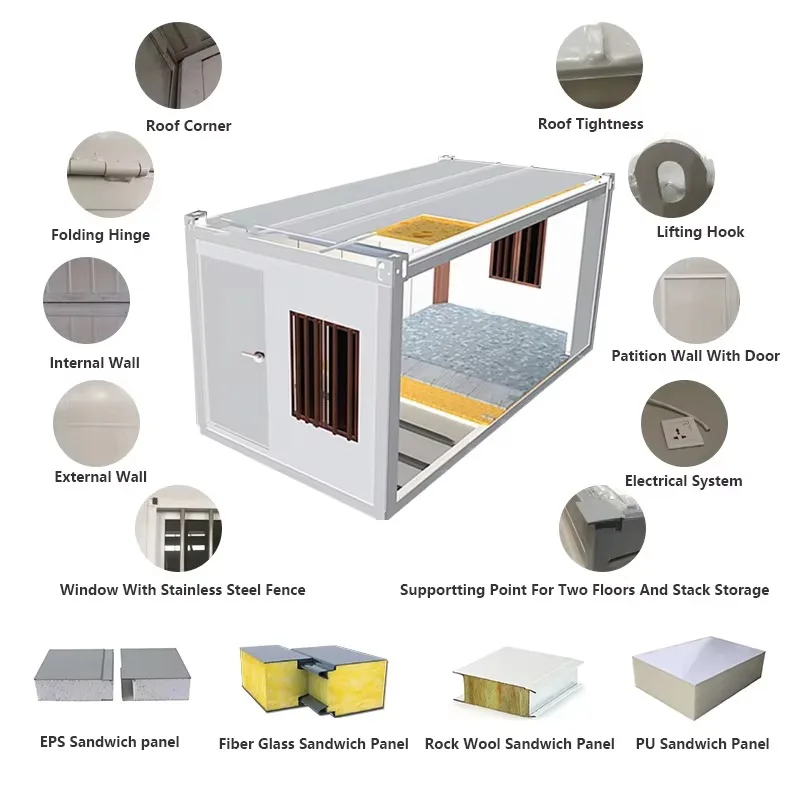 Quick Install Foldable Expandable Prefabricated Container House Por  Camp Building for Construction Site