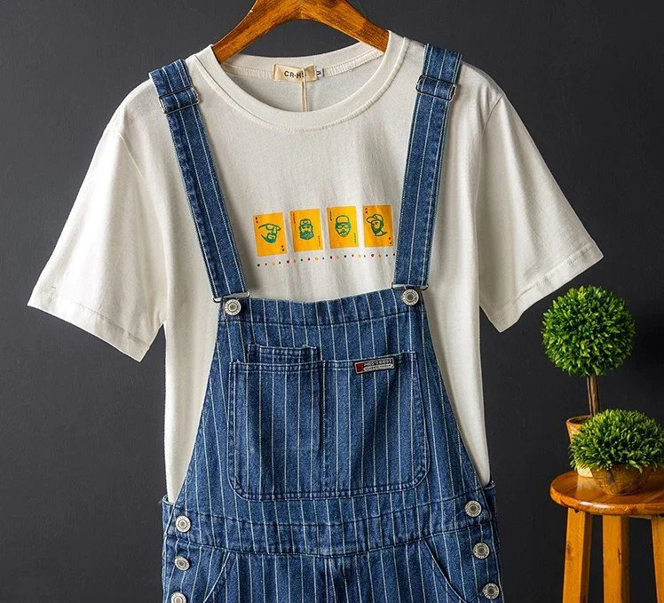 2023 Summer New Mens Bib Overalls Streetwear Denim Jumpsuits Moto Biker Jeans Trousers Male Striped Casual Long Pants Clothing