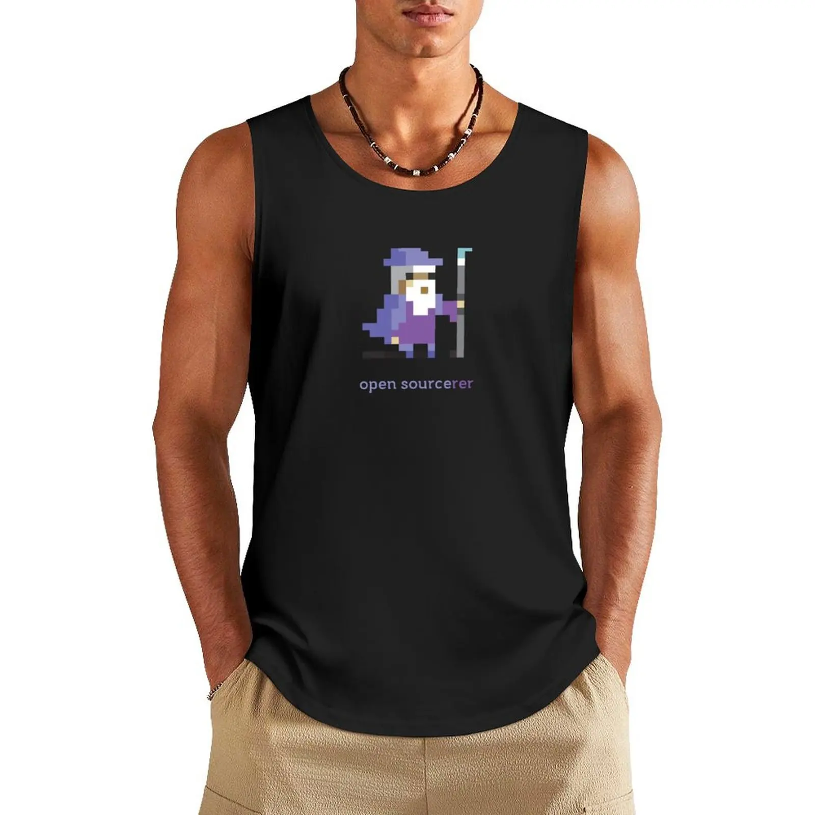 8-bit Open Source Sorcerer - Programming Tank Top new in tops & t-shirt sleeveless vests gym clothes man fitness t-shirt gym man