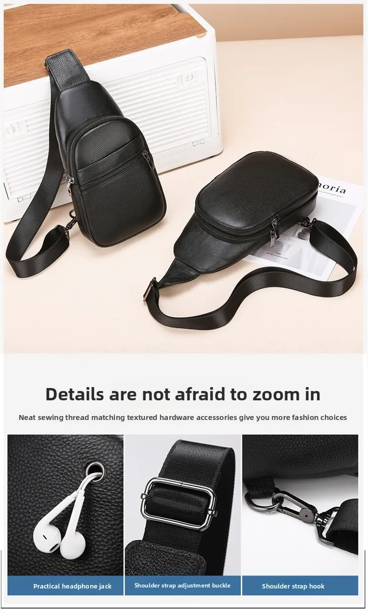 New Men's Chest Bag with A High-end Feel, Simple and Casual Crossbody Bag, Lightweight Outdoor Business Small Crossbody Bag