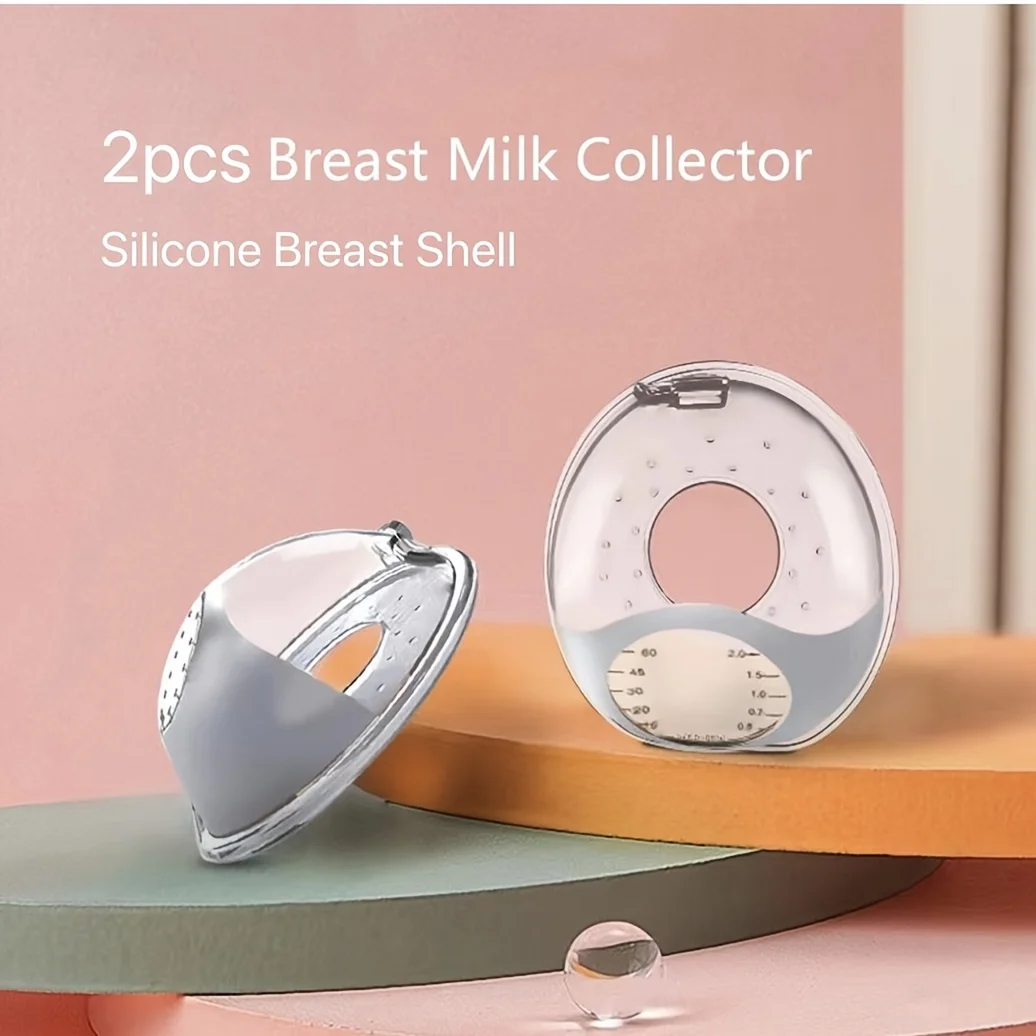 BPA-Free Silicone Breast Milk Collector Set - 2 Soft Nursing Cups with Stand & Scale, Portable Nipple Saver for Breastfeeding