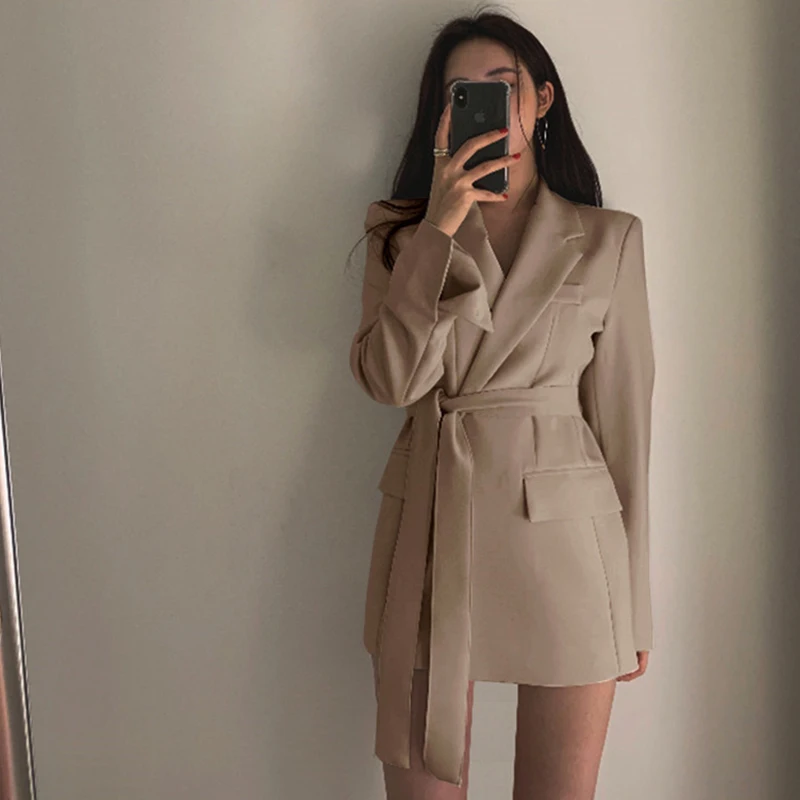 Long Sleeved Trendy Casual Suit Women\'s Winter Jacket Blazers Office Lady New In Outerwears Sashes Coat Cardigan Korean Fashion