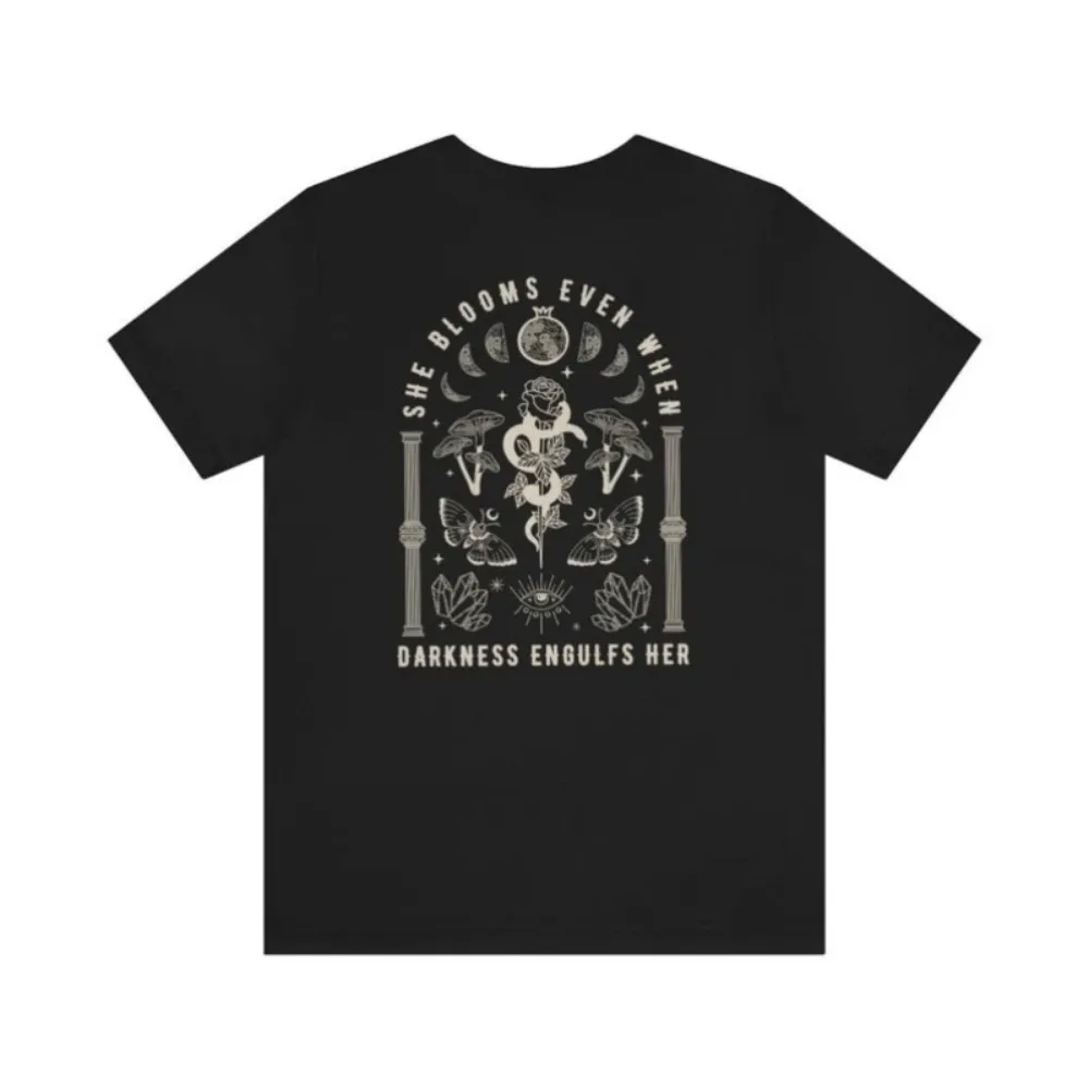 Persephone Mythology Back Print Dark Light Academia Clothing Goblincore Shirt Cottagecore Greek Poet Casual Regular Short Sleeve