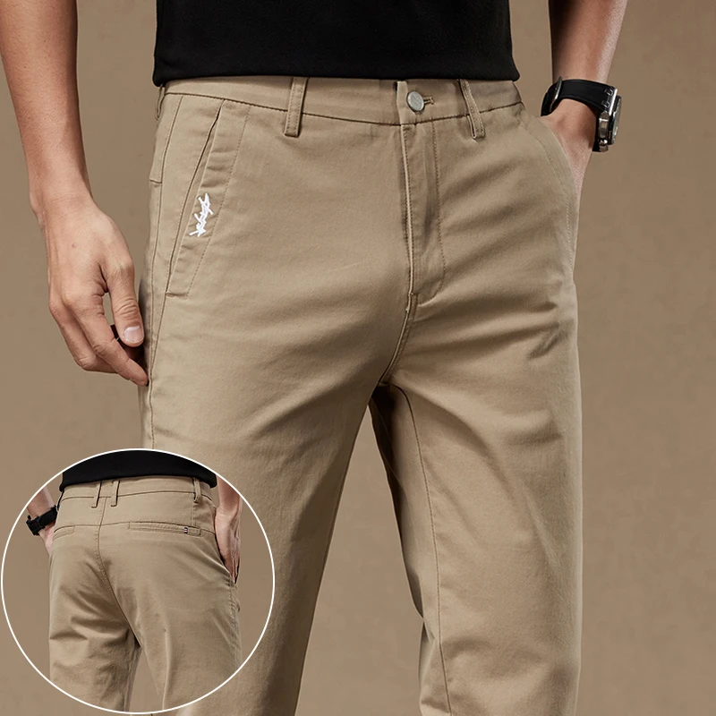 

Men's Casual Trousers 2026 Spring Autumn New Business Straight Work Pants Male Embroidery Fashion Formal Dress Pants