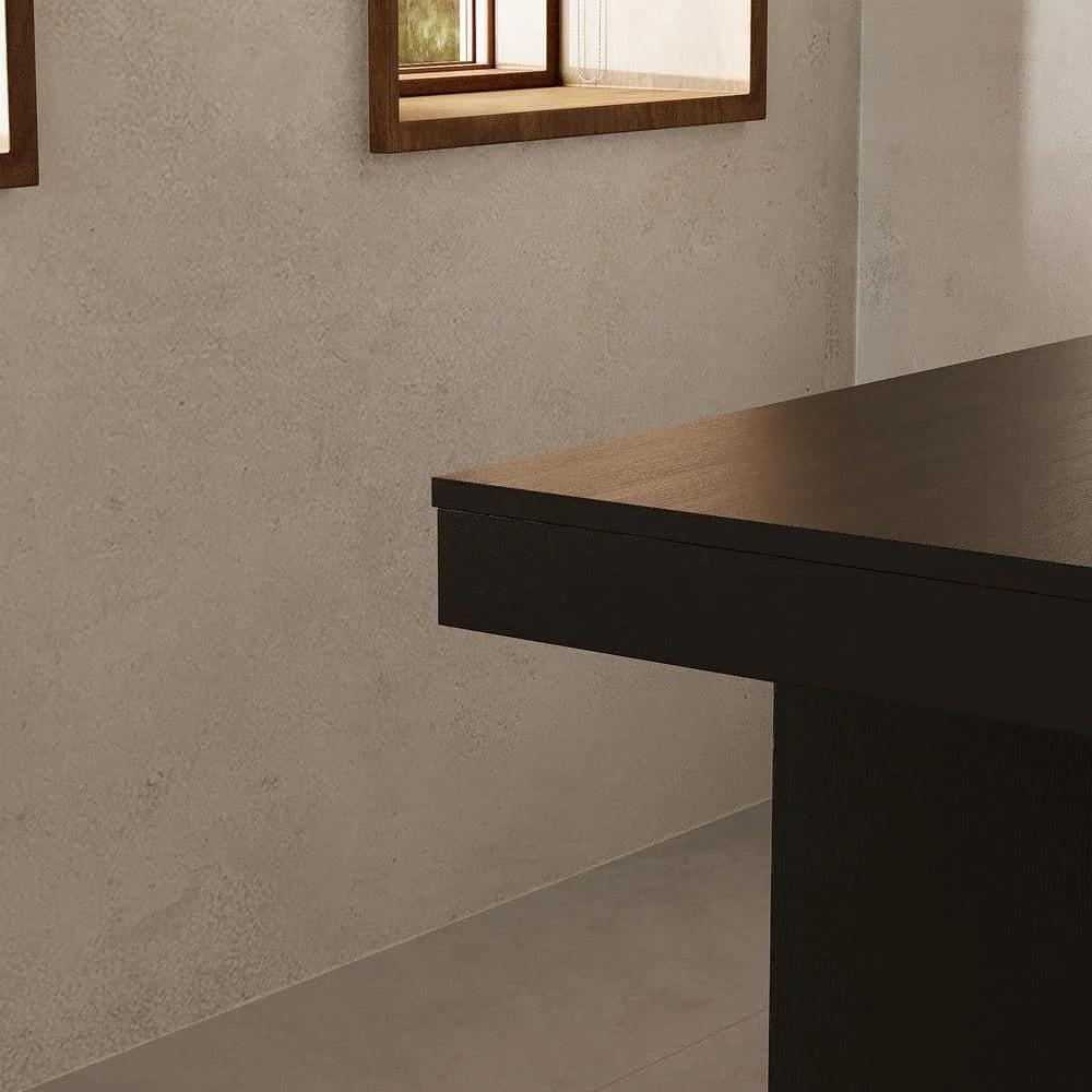 78.8 بوصة، مكتب كمبيوتر كبير مستطيل من الخشب الأسود بدون درج، مكتب كتابة مع أرجل سميكة على شكل فراشة لسطح المكتب