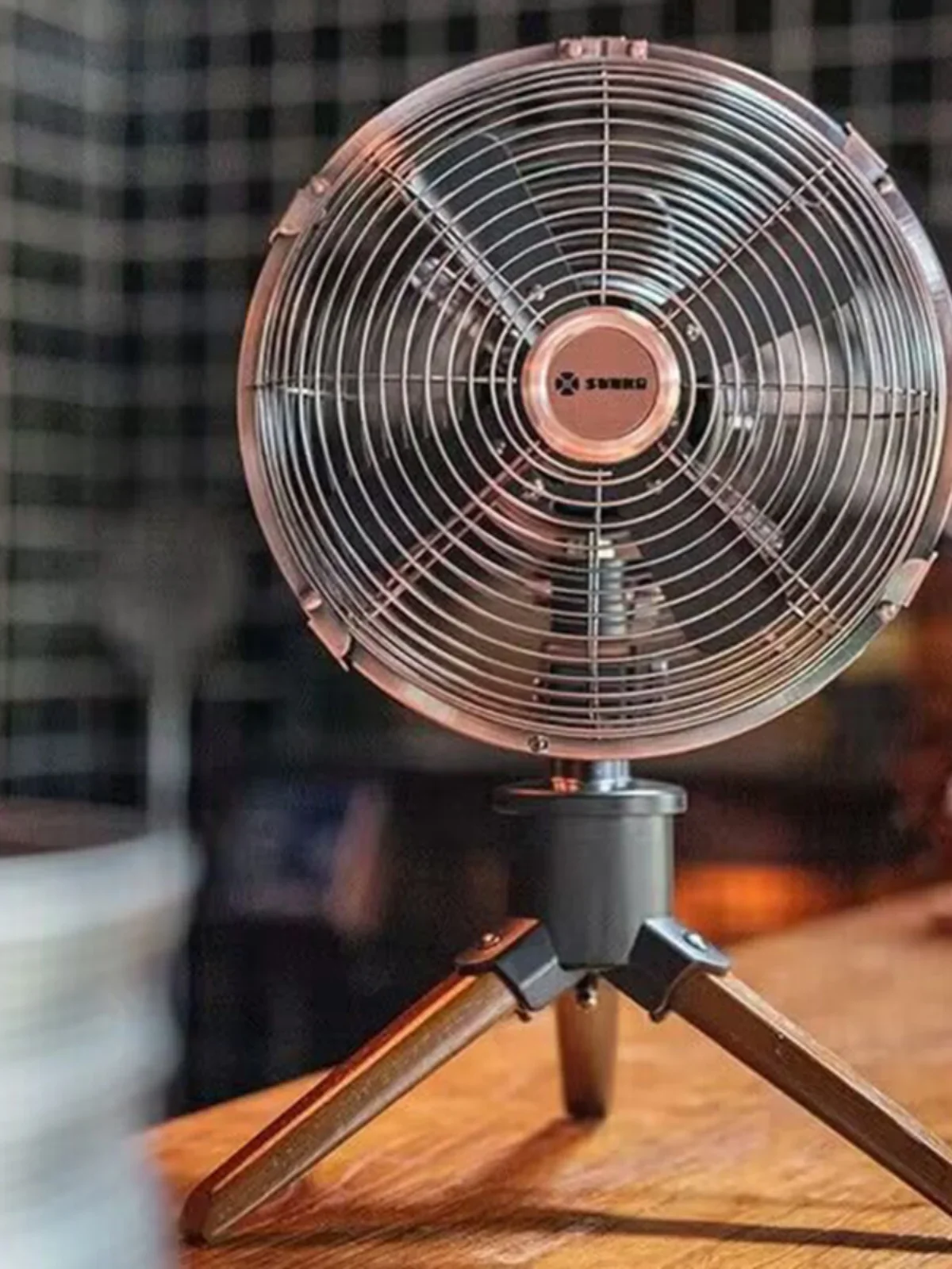 220V Black Metal Antique Fan, Tripod Base Quiet Operation, Perfect for Bedroom or Living Room Ideal for Home and Office Cooling