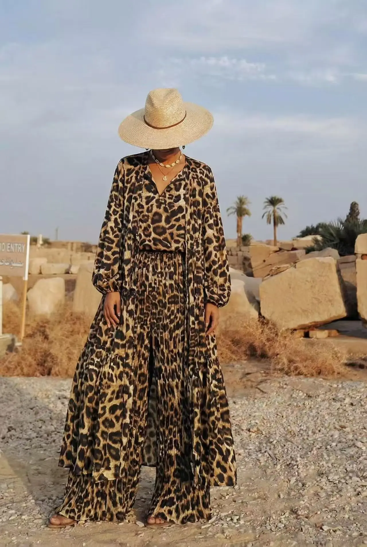 

Spring Autumn Women New Casual Loose 3 Piece Set Fashion O neck Tops + Wide Leg Pants + Long Cardigan Female print dress set