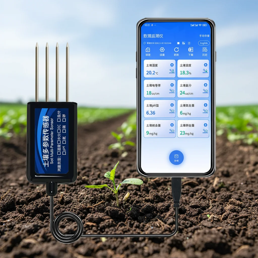 In stock 2026 CE BGT Soil Multiple Parameters Sensor Digital Agricultural Greenhouses Soil Monitoring Use With Mobile Phones 8 i