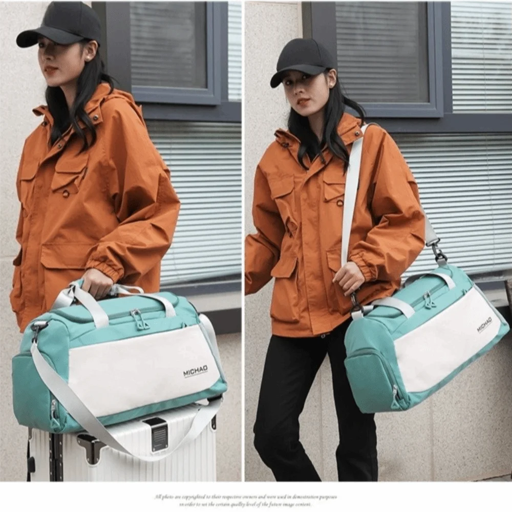 

Wet Dry Separation Travel Duffel Bag Large Capacity Durable Travel Luggage Bag Waterproof Shoes Compartment Fitness Handbag