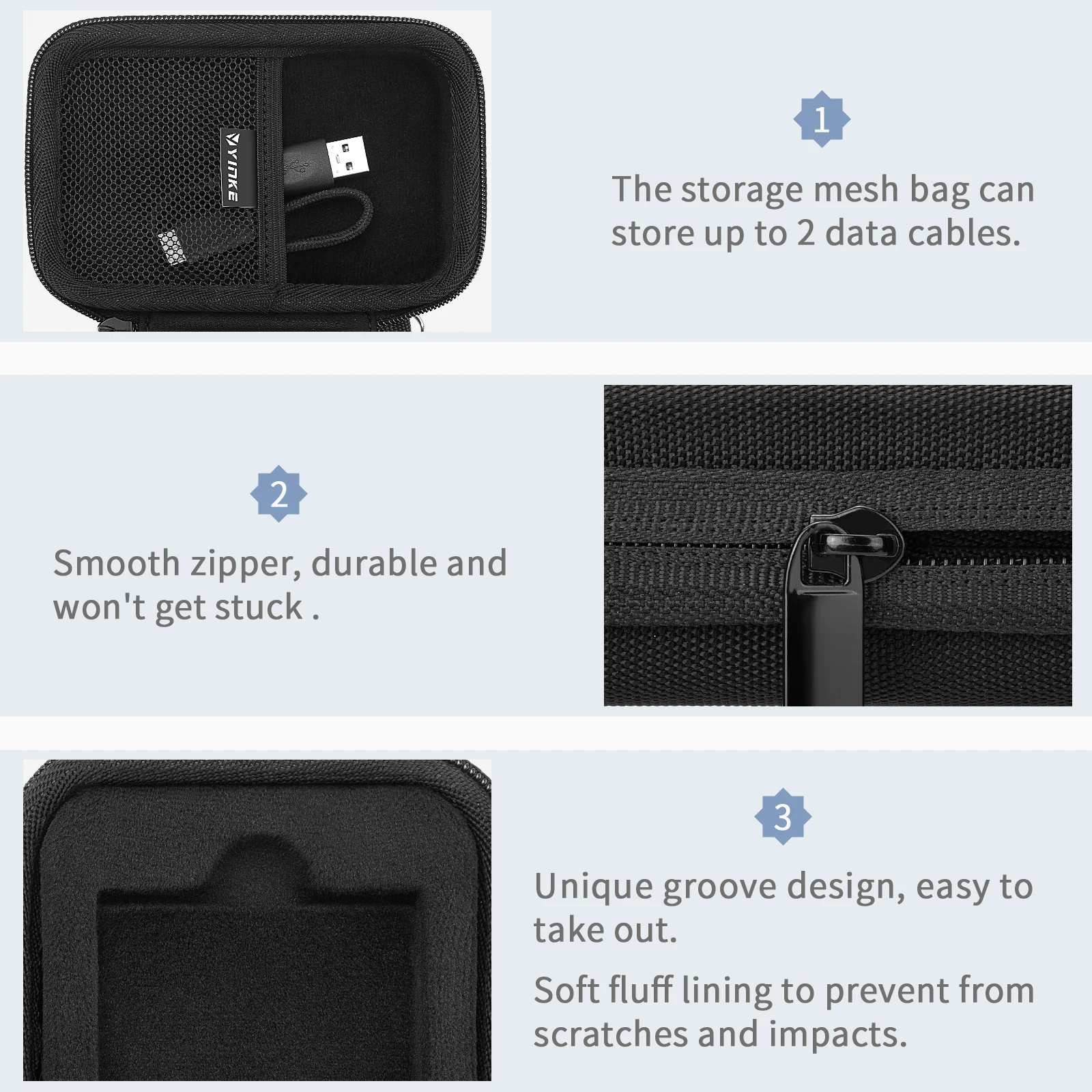 Custodia da trasporto YINKE per Samsung T7/T7 Shield/Touch SSD portatile 1TB 2TB 500GB custodia protettiva da viaggio portatile rigida in EVA