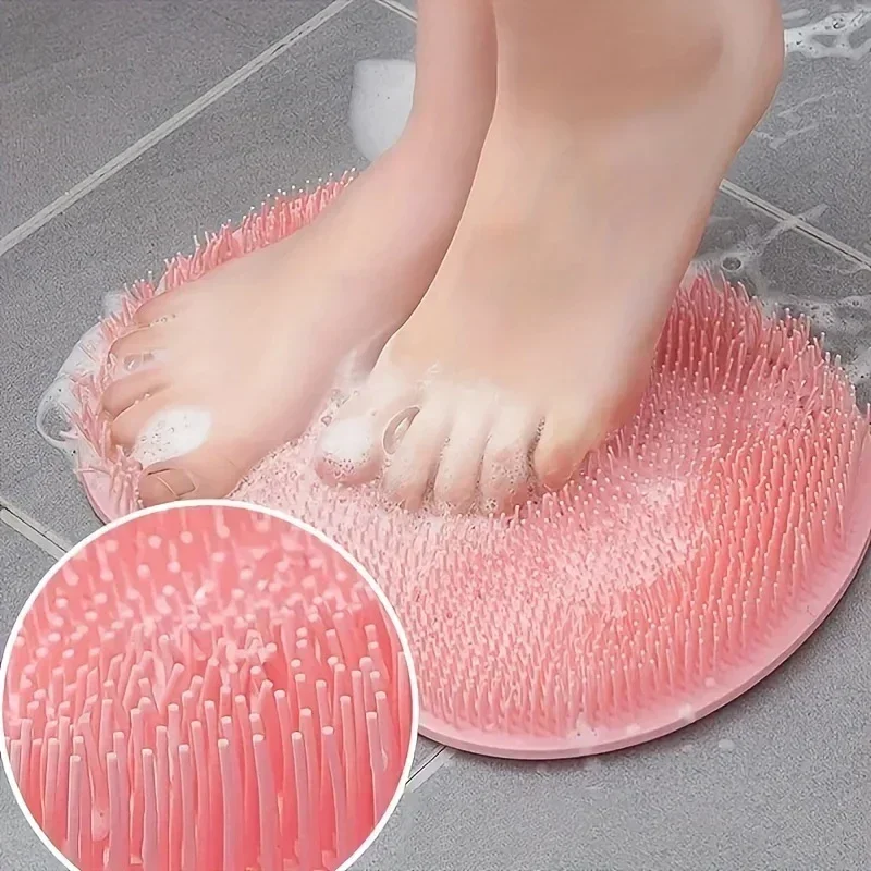Foot Wash Mat Silicone Sponge Body Brush in The Shower Reusable Wall Mounted Back Silicone Bath Foot Massage Pad Shower