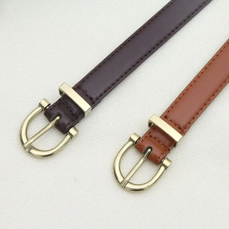 Korean Jean Belts for Women Luxury Design Waistband Simple Retro Oval Black Gold Buckle Belt Women PU Leather Belts Female Trend