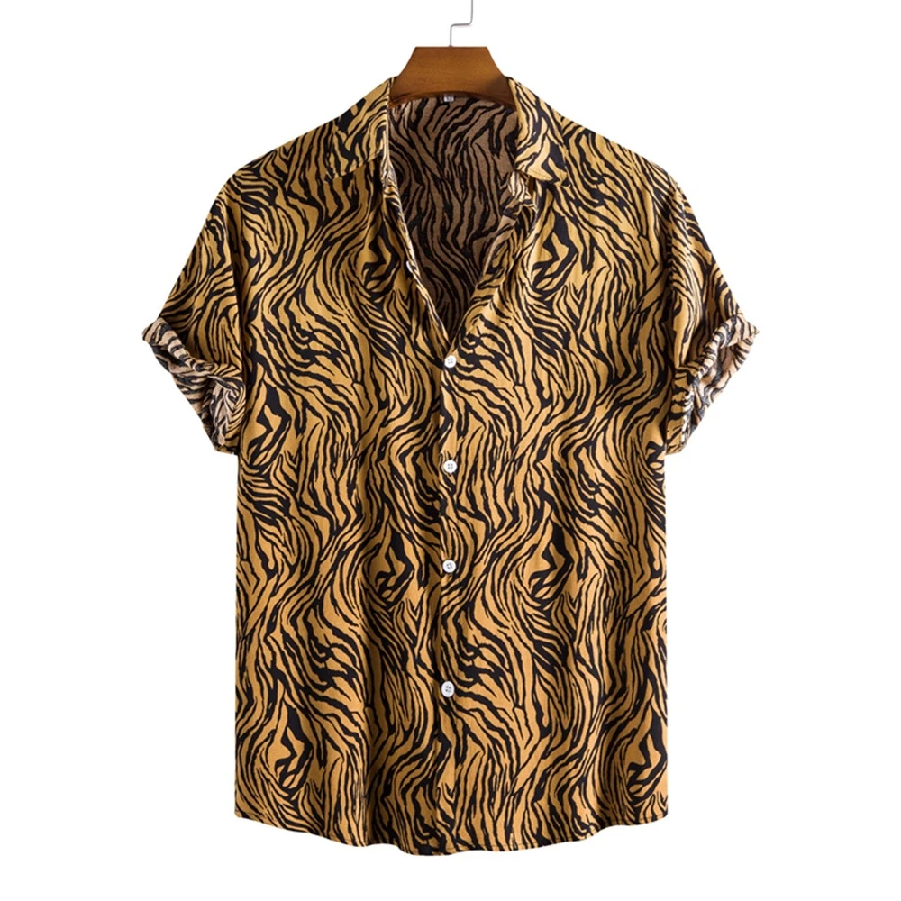 

Men's Faionable Summer 2025 Leopard Print Casual ort Sve irt Comfortable Breathable Warmth Clothing Other Sve Length