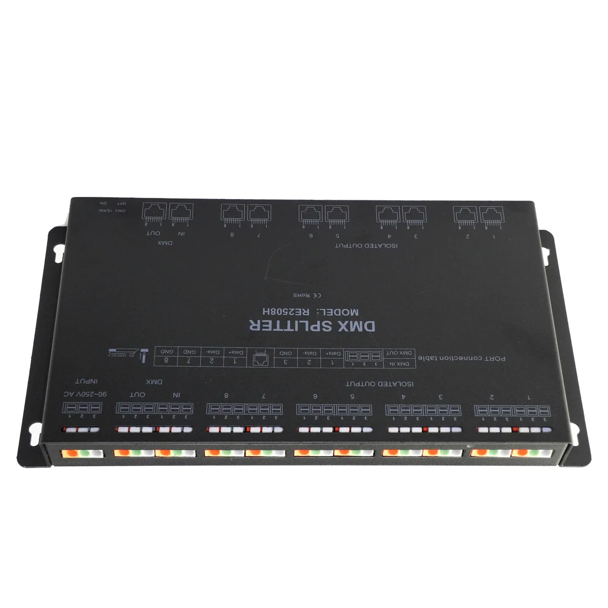 Imagem -03 - Way Dmx Divisor Dmx512 Repetidor Amplificador de Sinal Dmx a Modelo Re2508h 8