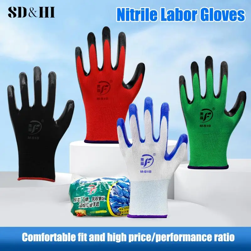 

1pair Winter Warm Tire Rubber Wear-resistant Anti-slip Labor Protection Gloves Nitrile Gloves Construction Gardening Gloves