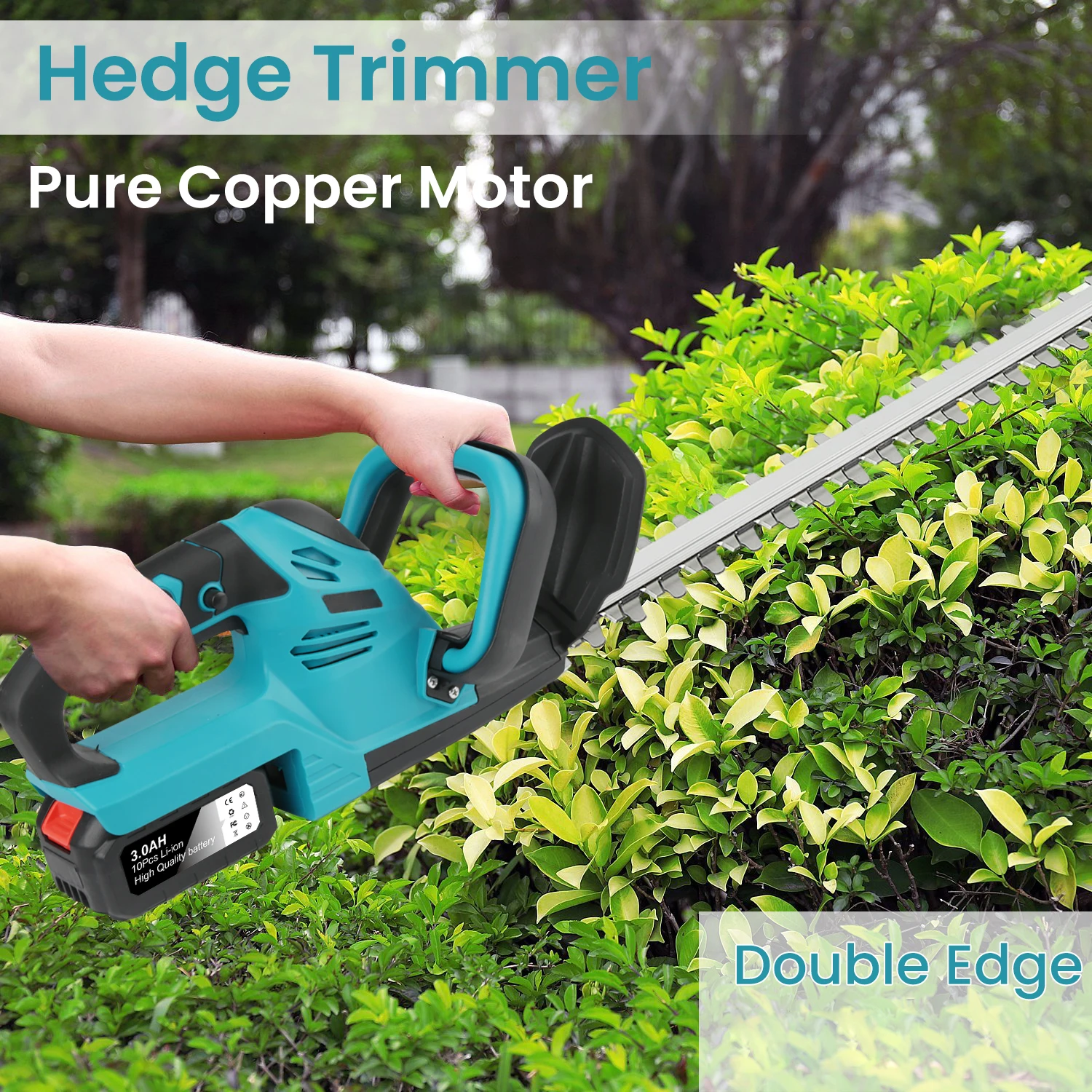 Taille-haie électrique sans balais 20000 tr/min, efficace, 2000 W, sans fil, pour l'élagage des arbustes de jardin, compatible avec la batterie Makita 21 V.