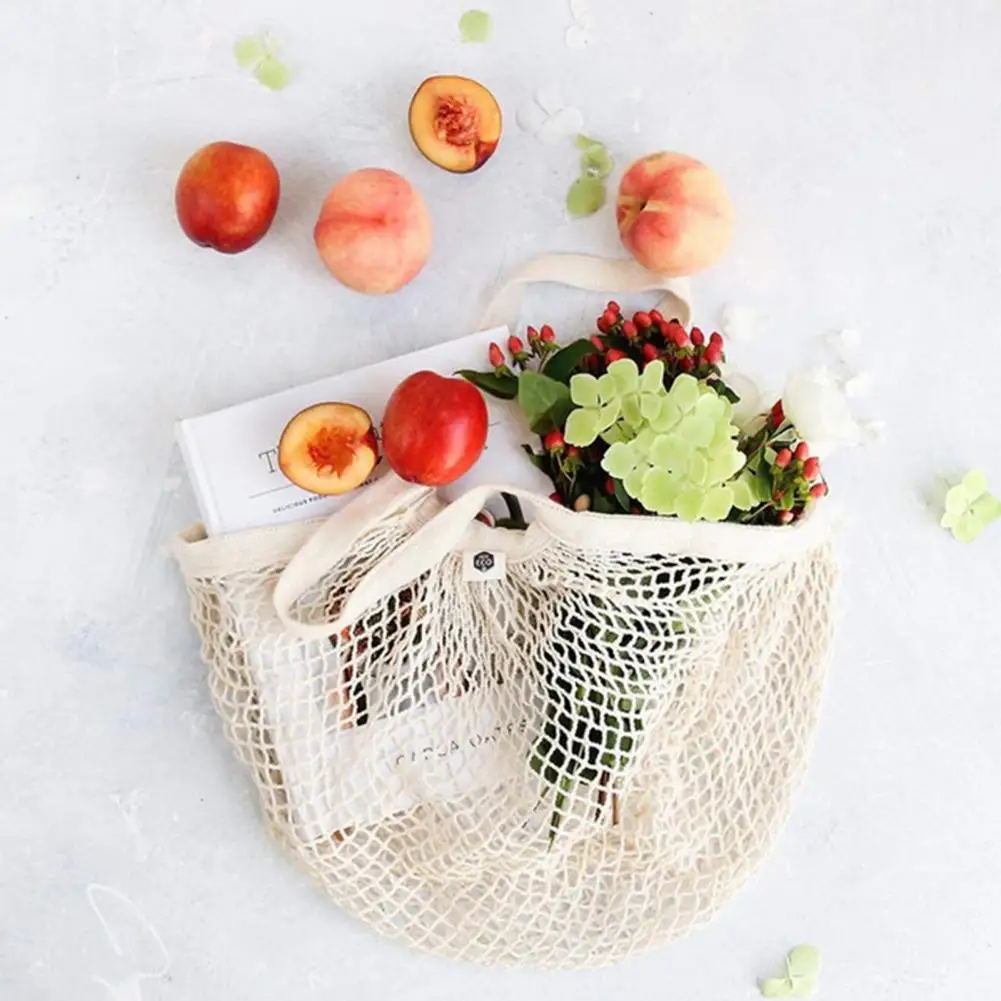 Reusable Shopping Bags Portable Net Bag Fruit Vegetable Storage Eco-friendly Cotton Foldable Mesh Bag Shopping Tote Net Bag