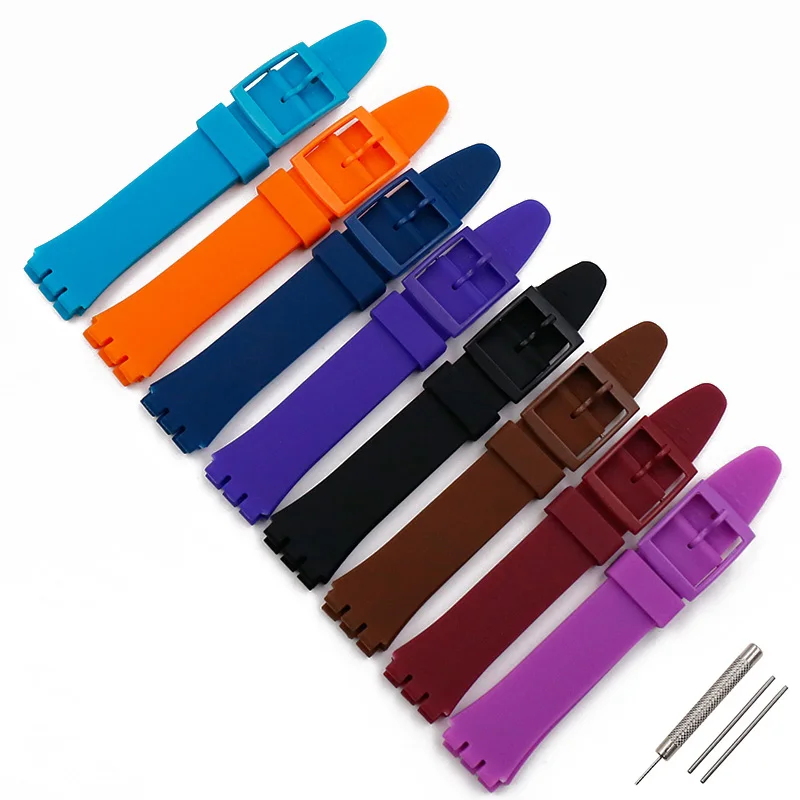 

17mm 19mm men's silicone watch band compatible for Swatch Suob704 Suow701 Gw164 Gb274 watch strap women's sport rubber wristband