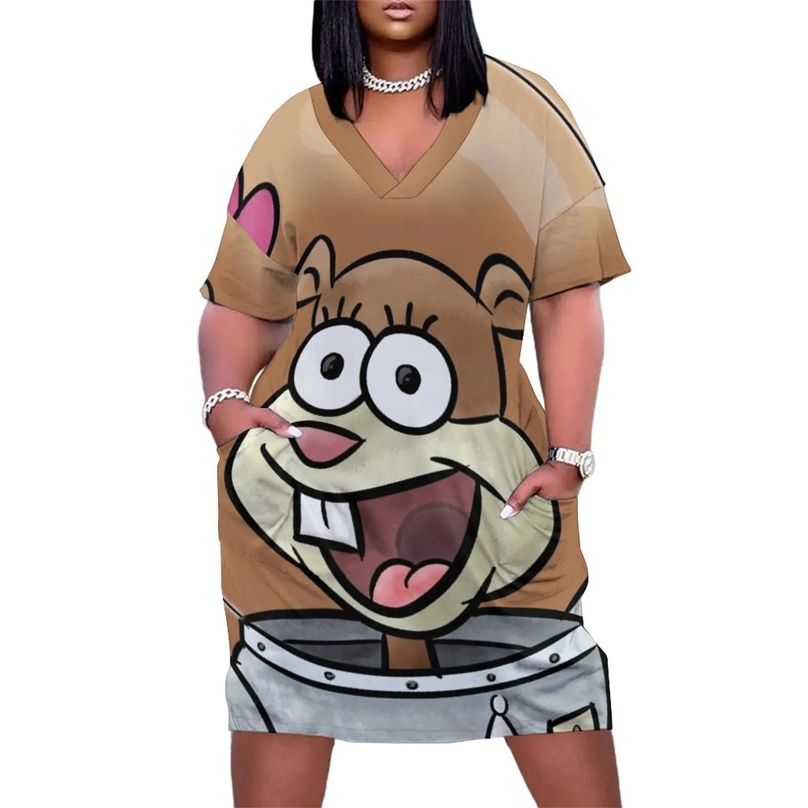 

Sandy Cheeks Loose Pocket Dress Long dresses luxury women's party dress evening prom Dance dresses dress korean style