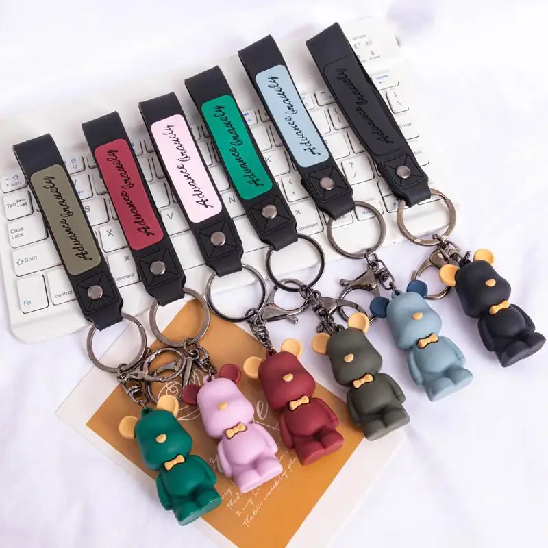 Nordic Bow Tie Bear Keychain Creative And Cute Little Bear Violent Bear Pendant Car Circle Couple Schoolbag Pendant