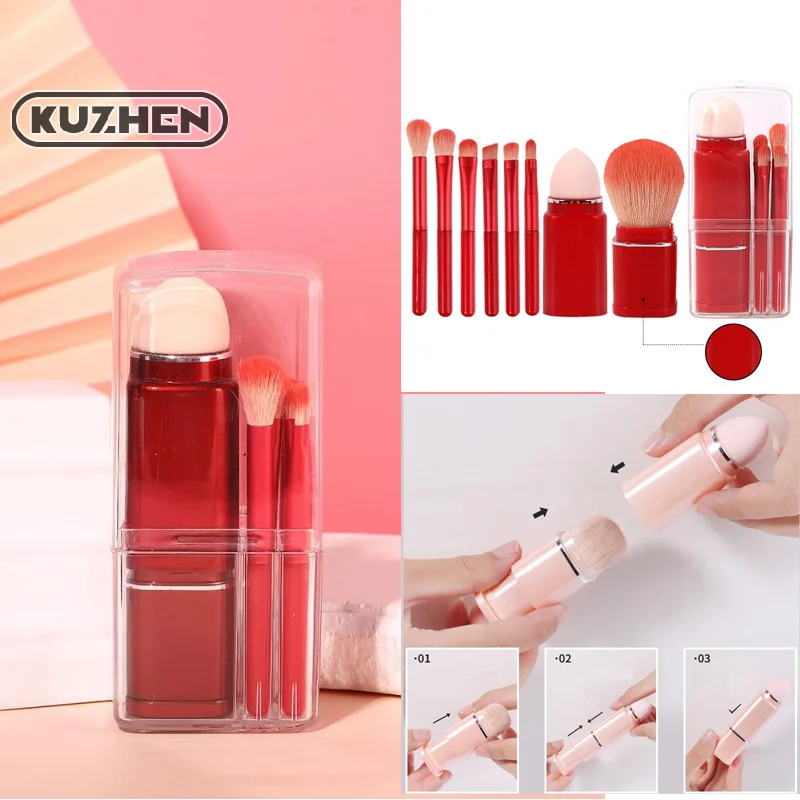 8 In 1 Square Portable Telescopic Brush Makeup Brush Set Eye Shadow Brush Concealer Beauty Brush Tool Makeup Brush