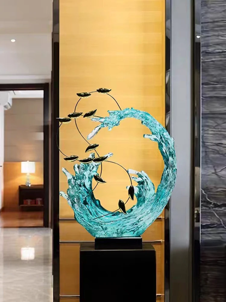 Transparent Wave Sculpture Abstract Art Statue Sculpture Luxury Living Room Decoration Interior Accessories Room Ornaments Gifts