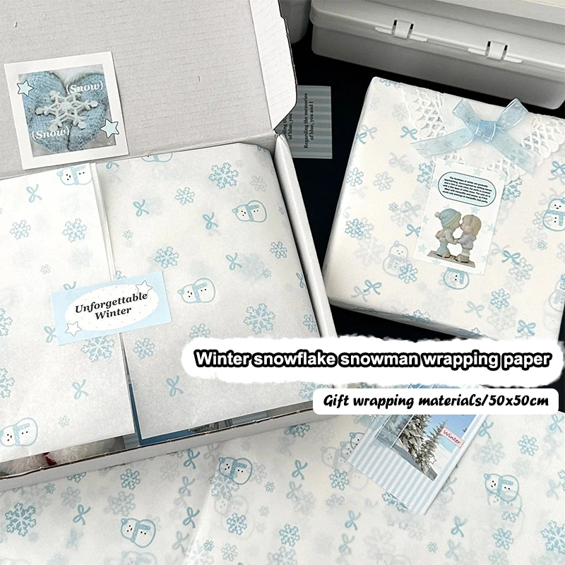 Blue Snowman Snow Pear Paper Handmade Paper Gift Wrapping Paper Flower Bouquet Packaging Paper