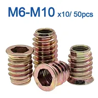 10pcs/ 20pcs M6 M8 M10 Zinc Alloy Iron Inside Carbon Steel Hex Socket Drive Insert Nuts Threaded For Wood Furniture