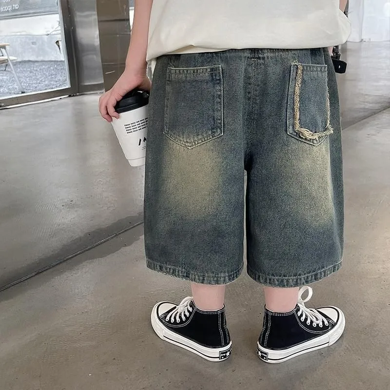 1-10 Jahre Jungen-Jeansshorts RAISE, lockere Sommer-Kindershorts mit elastischem Bund, lässige Shorts für Kleinkinder und Babys, Jungen-Jeansshorts – Detail 6