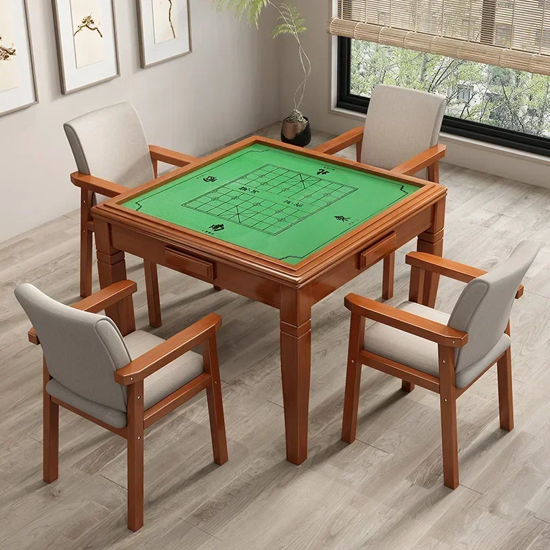 

Стол для маджонга Высококачественный домашний стол из массива дерева для ручного натирания воробья Двойной стол для шахмат и карточек для маджонга