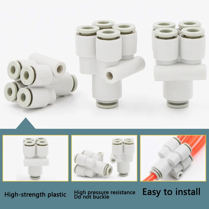 5/10PCS Pneumatic Fitting Five Way 4/6/8/10/12mm Quick Release Push in Connector Variable Equal Diameter KQ2UD