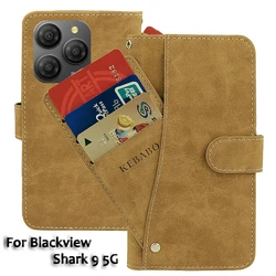 Vintage Leather Wallet Blackview Shark 9 5G Case 6.67