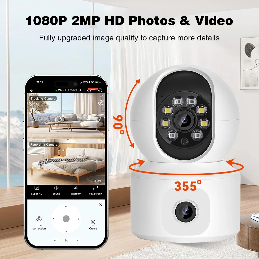 O-KAM PRO 4K 8MP Dual Lens 1080p 4MP Wifi IP PTZ Dome Indoor Humanoid detection Two Way Audio Color Night Vision Security Camera