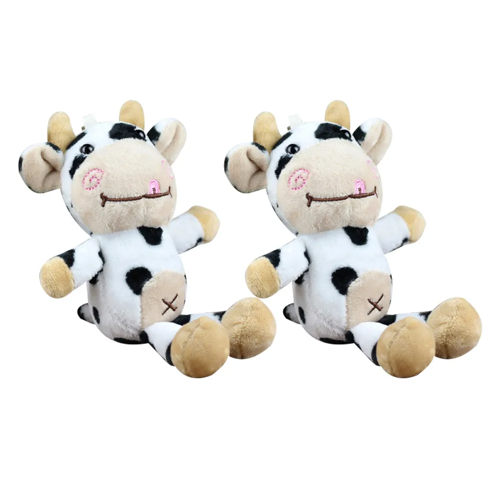 

2 шт. Брелок-подвеска в виде коровы, милый декоративный брелок для сумки, миниатюрная мягкая игрушка-брелок для рюкзака, автомобильных ключей, аксессуар