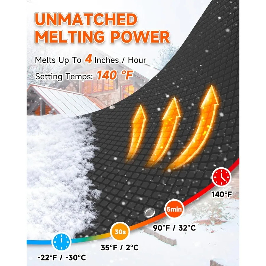 حصيرة ذوبان الثلج الساخنة للسلالم 4 عبوات 10 بوصة × 30 بوصة حصيرة خارجية ساخنة من الجرافين 2.0 حصيرة ذوبان الثلج والثلج قابلة للتوصيل لـ Ou