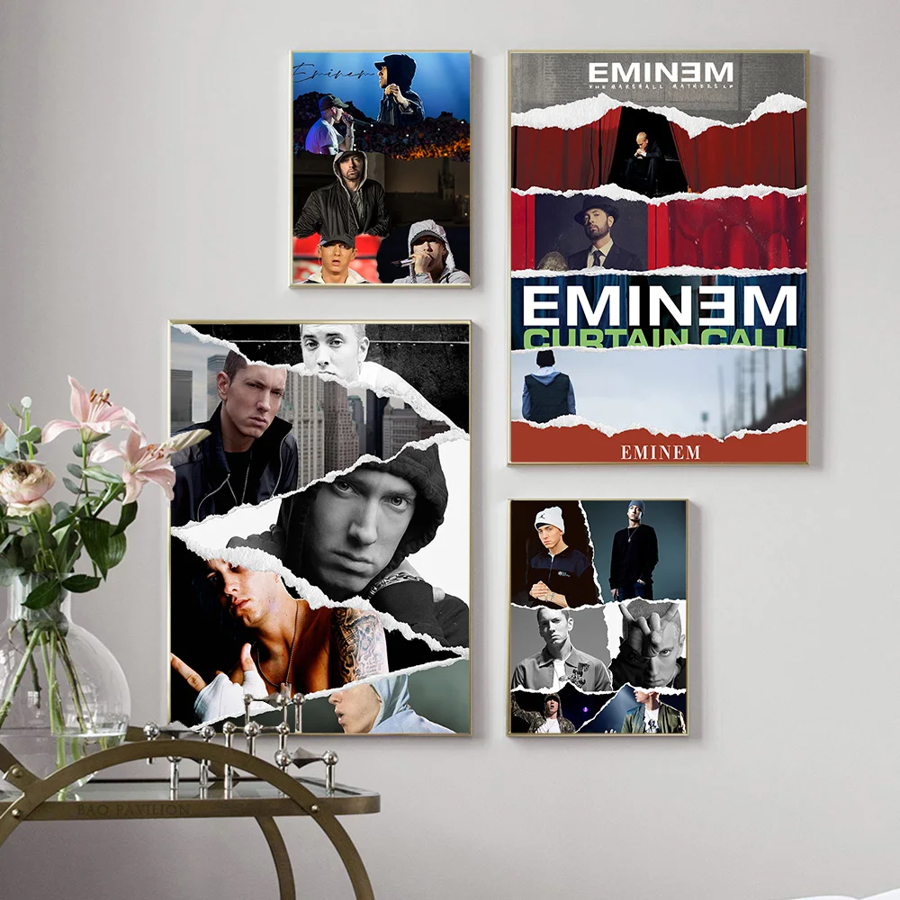 

Eminem Rapper Wall Art Print Picture Star Photo Poster Singer Rap Music Actor Modern Canvas Painting Bar Pub Club Home Decor