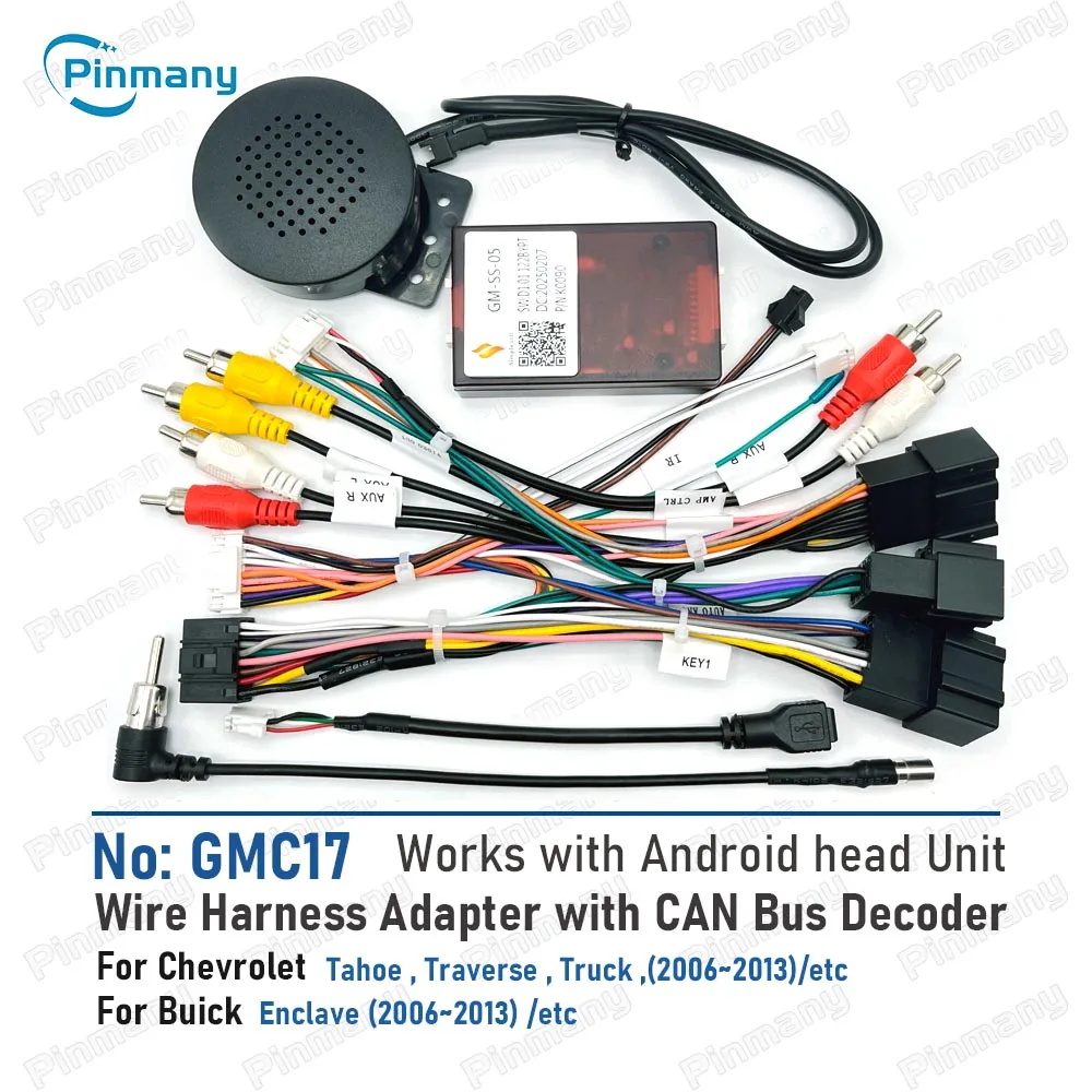 Car Radio Cable Power Wiring Harness Adapter Simple Soft CAN Bus Decoder GMC17 for Chevrolet Tahoe Traverse Truck Buick Enclave