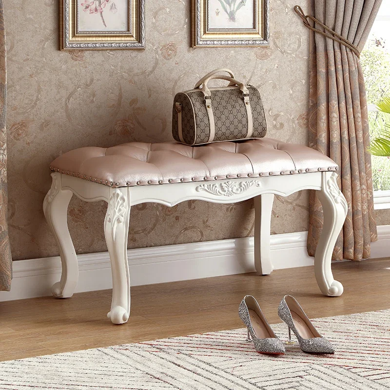 Chaise Lounge Silla de tocador de lujo cómoda y tapizada de madera para interiores Silla de tocador de diseño blanco Sillas resistentes Para muebles de salón