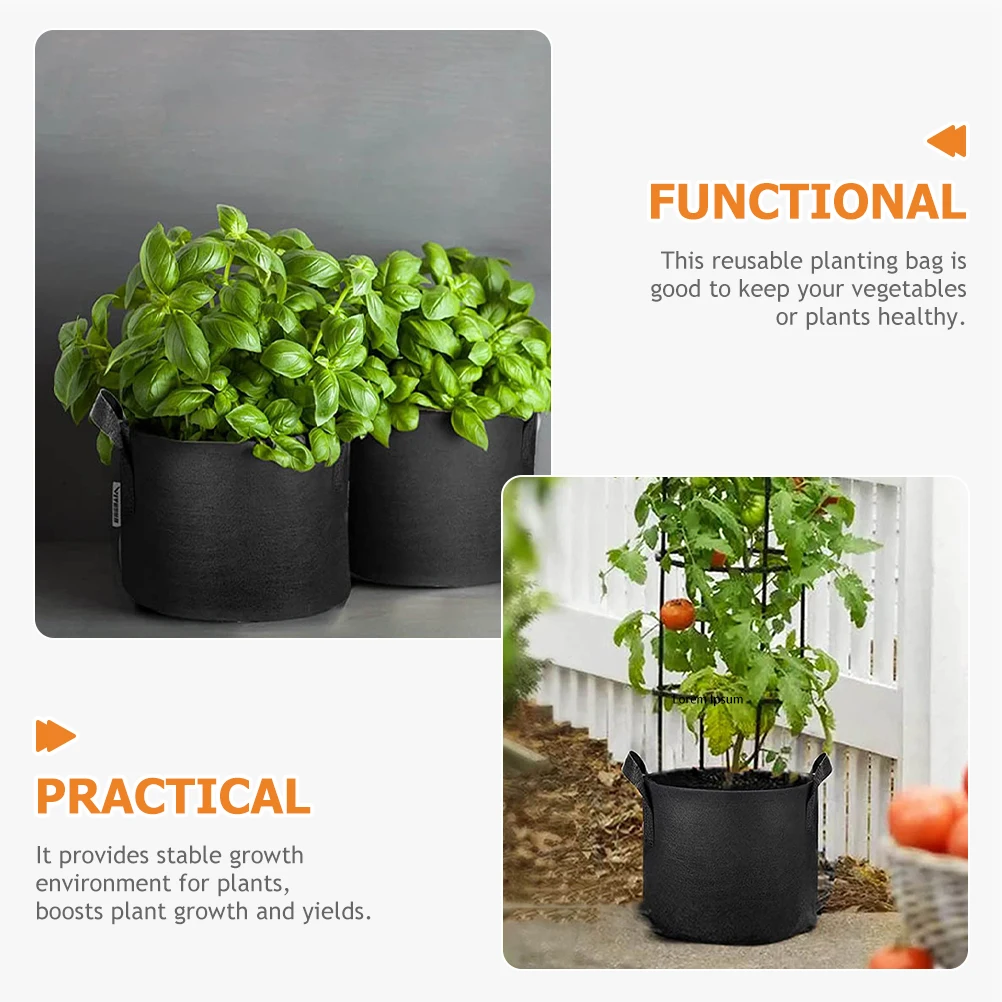 

5 Pcs Plant Grow Bags Non woven Fabric Horticultural Nursery Pouch Outdoor Vegetable Planting Container Gardening