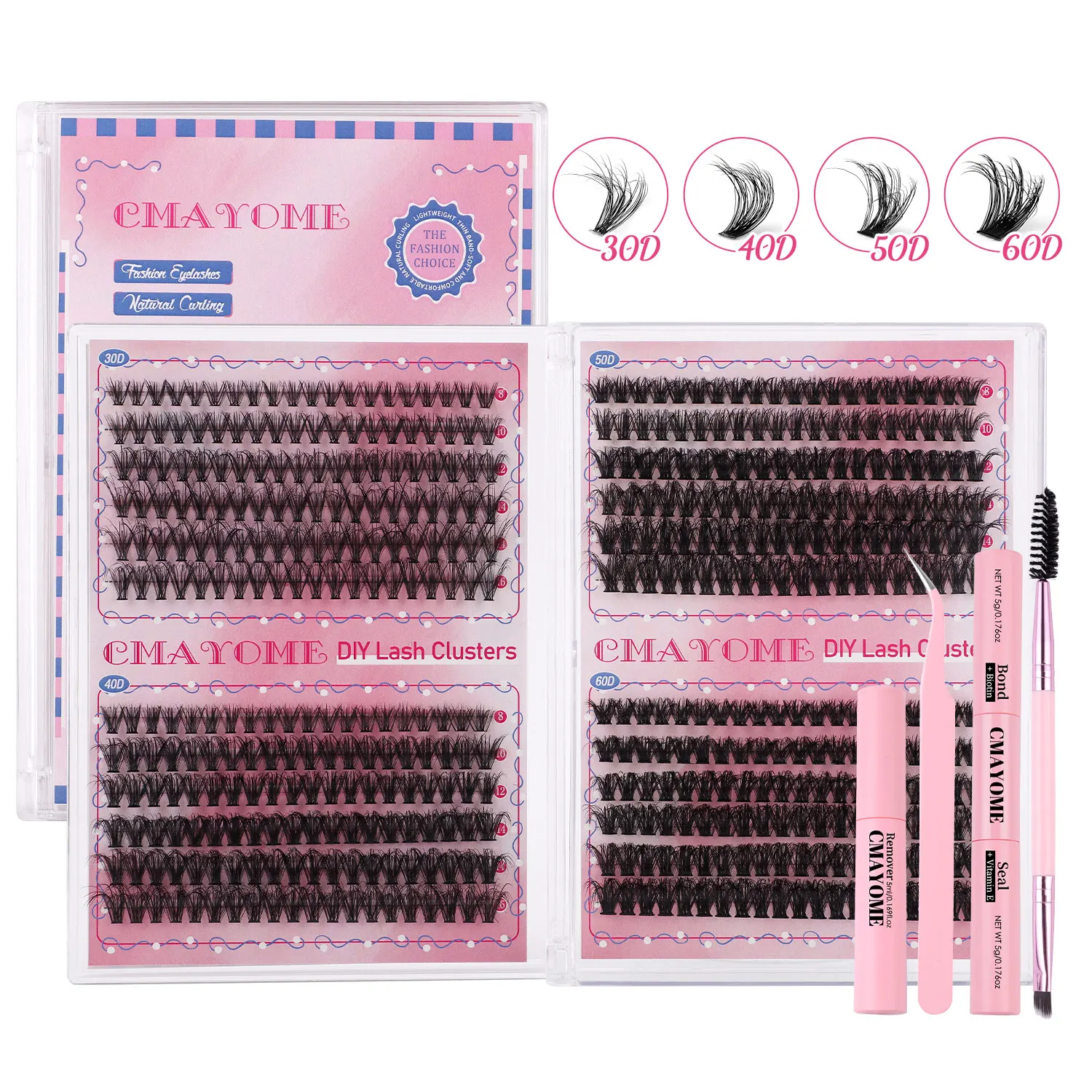 Diy Cluster Extensie Wimpers Kit 480 Trossen Individuele Wimpers Set Piekerige Pluizige Valse Wimpers Met Lijm En Pincet Make-Up