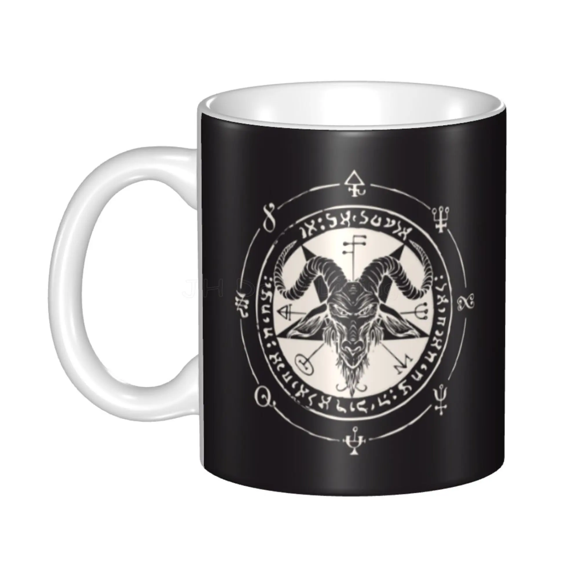 Satanic Black Goat and Pentagram Print Mugs Coffee Cups Home Office Ceramic Mug 11oz Milk Cup Novelty Gifts Personalized Cup