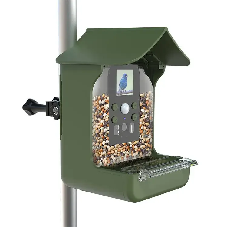 New Small Observe Squirrel Proof Solar Acrylic Plastic Canary Wild Humming Smart Bird Feeder With Camera