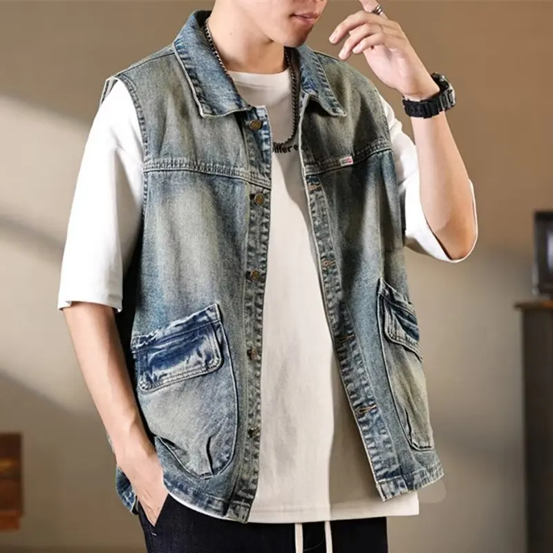 

Ретро-японский мужской жилет для активного отдыха, функциональная куртка большого размера, повседневная модная одежда для весны и осени