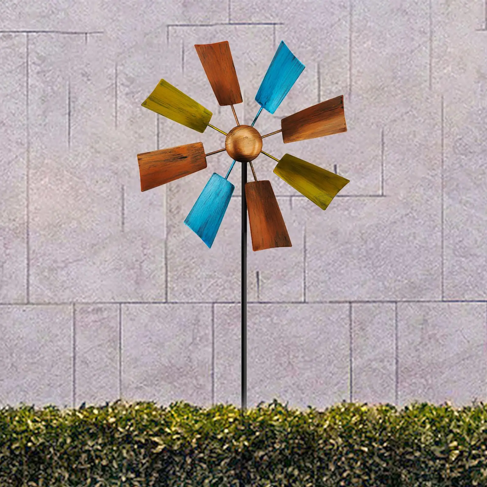 Windmill Multicolor Metal Art Garden Wind Spinner Kinetic Decoration for Spring Flower Garden