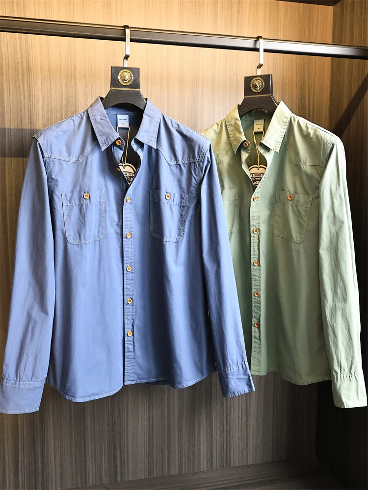 

Мужской дышащий удобный воротник из чистого хлопка Long Sve irt Waed Stand Fit Faion Urban Sle для ежедневных поездок на работу