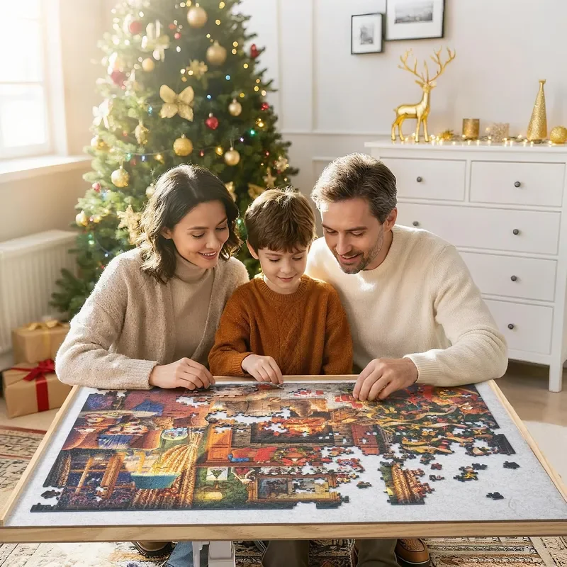 1500 PCS Jigsaw Puzzle Table with Drawers and Single-Pedestal