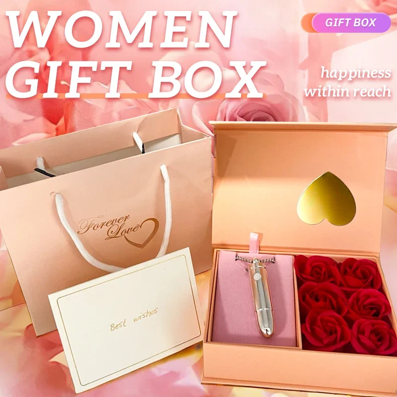 AIERSHA صندوق الورد هدية للنساء رصاصة صغيرة الهزاز يمكن ارتداؤها قلادة الجنس لعب القفز البيض الكبار هدية هدية عيد الحب #3