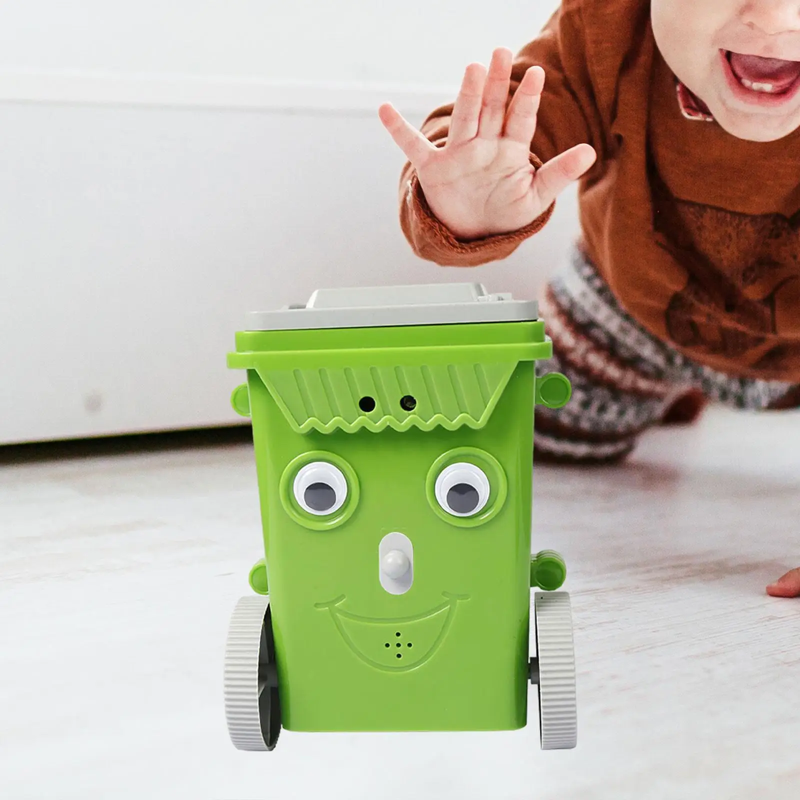 Small Robot Vacuum Cleaner Toy DIY Automatic Trash Can Set for Birthday Gift