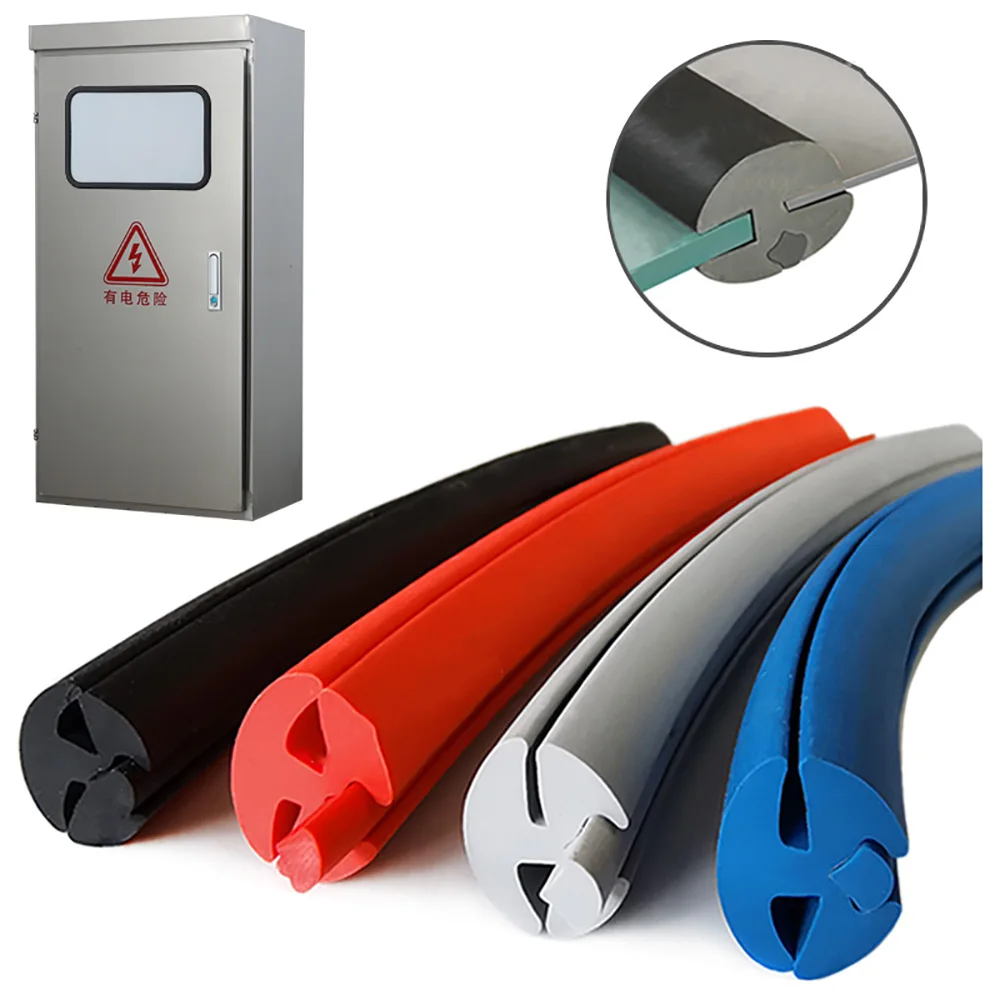 Silicone Rubber Three‑Port Caulk Trim Strip Shock‑Absorbing Gap Seal for Glass Auto Door Edge Guard Repair Accessory Parts