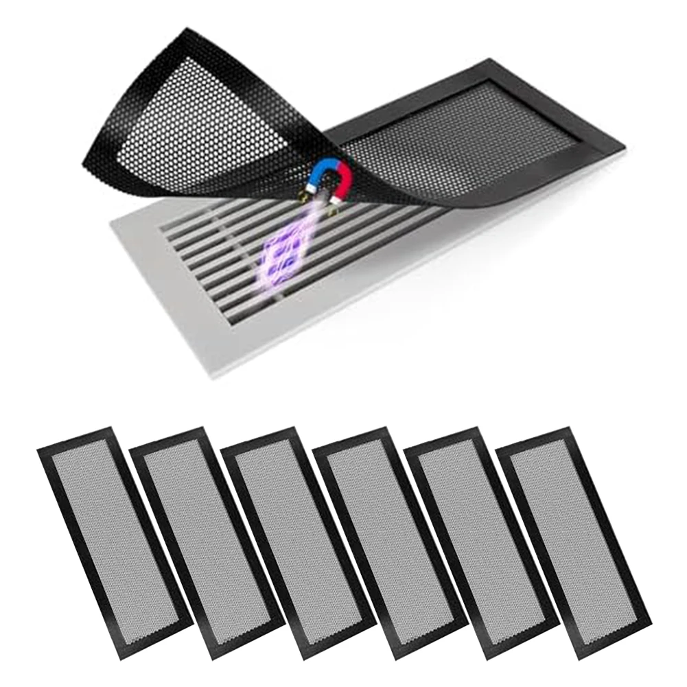 4/6Pcs Magnetic Floor Vent Cover 4x10 Inch Thick Air Vent Screen Cover PVC Ventilation Mesh For Wall Ceiling Floor Ventilation